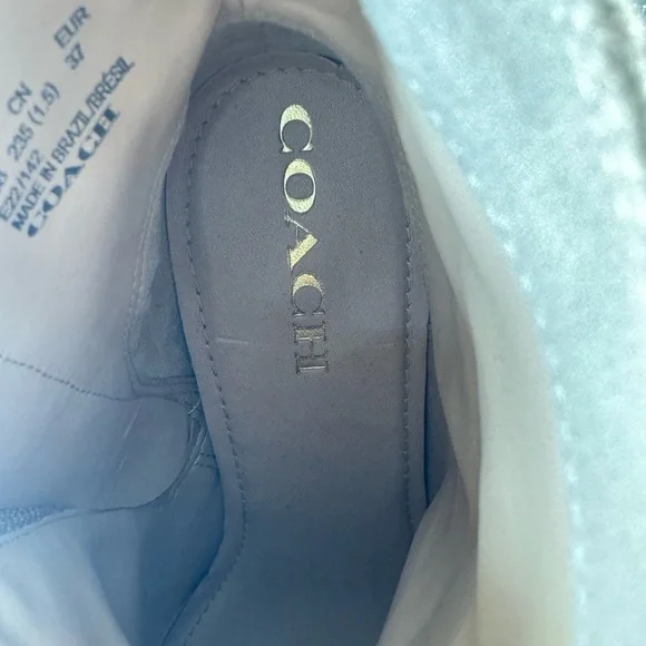 COACH Olivia Suede Bootie Women's Boots Oat Color Size 6.5 Heel Side Zip Gold - Picture 13 of 14